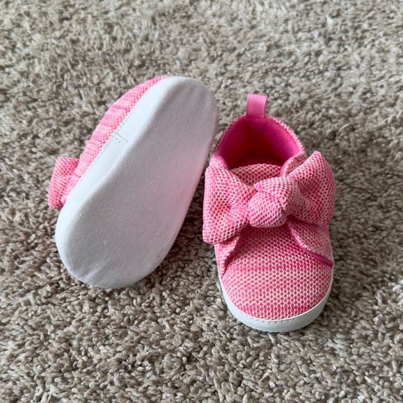 First steps baby girls soft sole pink bow booties shoes size 6-9 months - Picture 3 of 6
